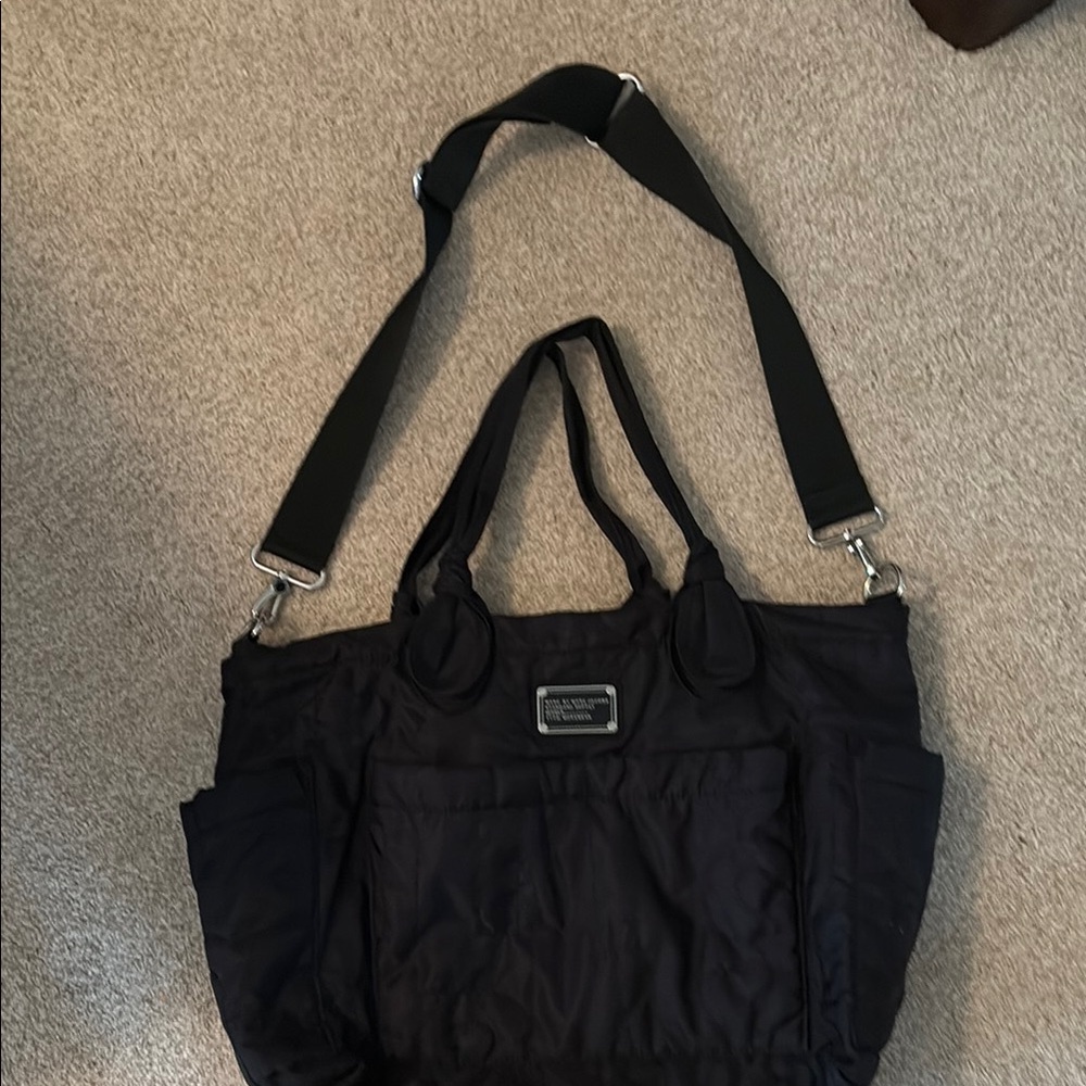 Black Quilted Tote Bag with Adjustable Strap